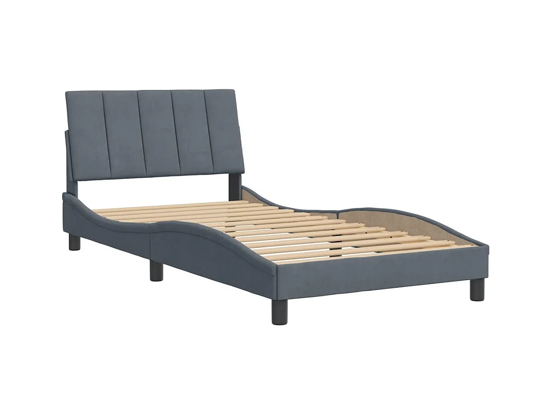 Cadre de lit sans matelas gris foncé 100x200 cm velours