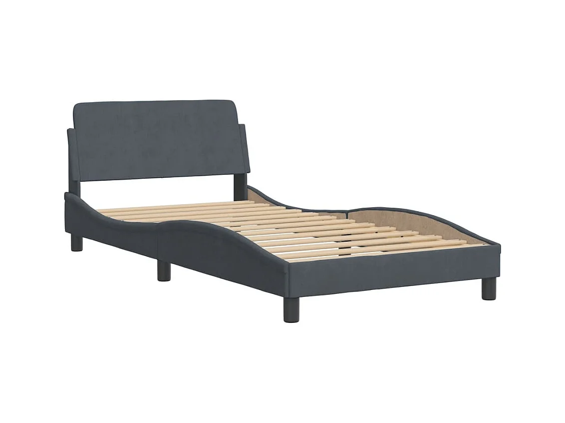 Cadre de lit sans matelas gris foncé 100x200 cm velours