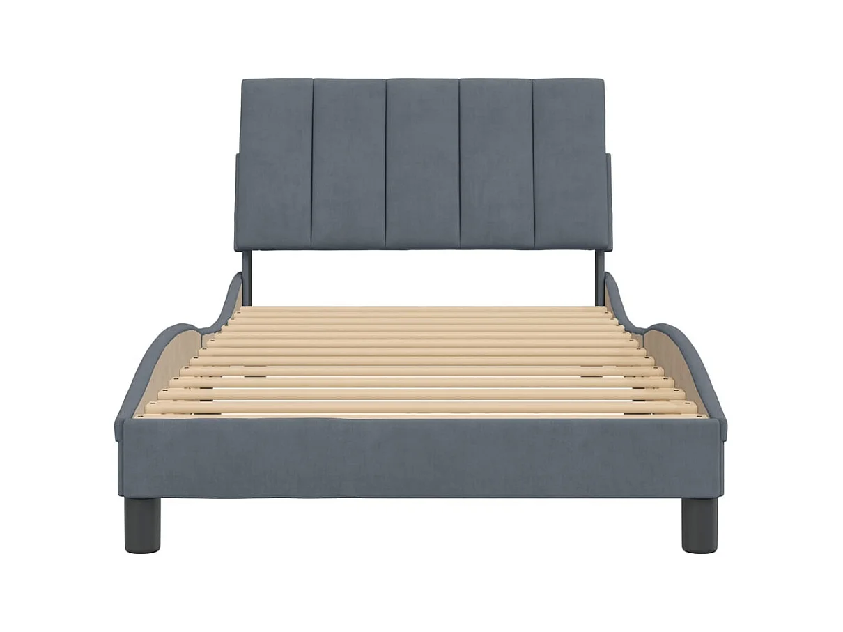 Cadre de lit sans matelas gris foncé 100x200 cm velours