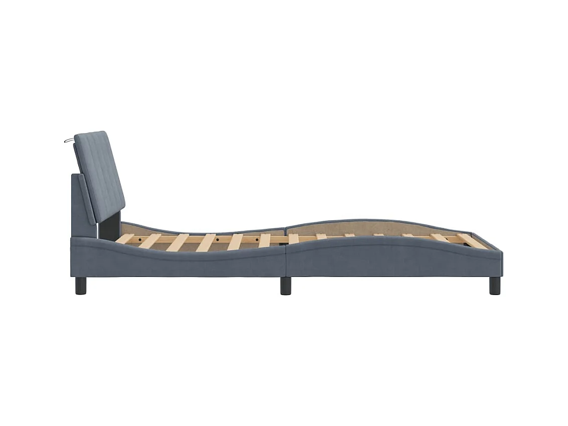 Cadre de lit sans matelas gris foncé 100x200 cm velours