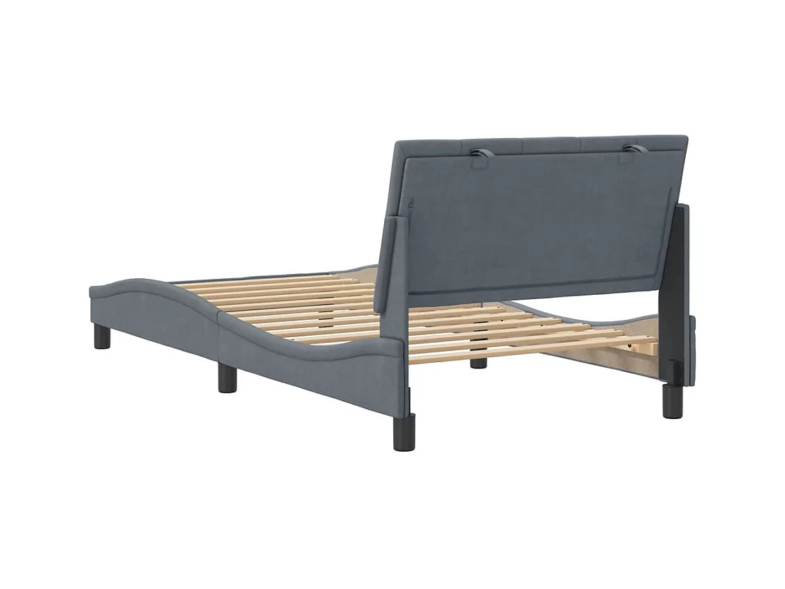 Cadre de lit sans matelas gris foncé 100x200 cm velours
