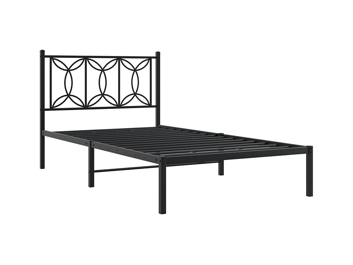 Estrutura de cama com cabeceira 100x200 cm metal preto