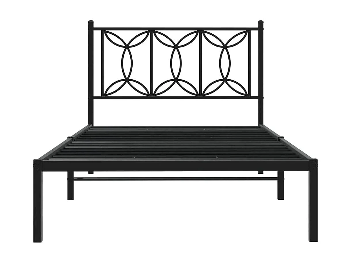 Estrutura de cama com cabeceira 100x200 cm metal preto