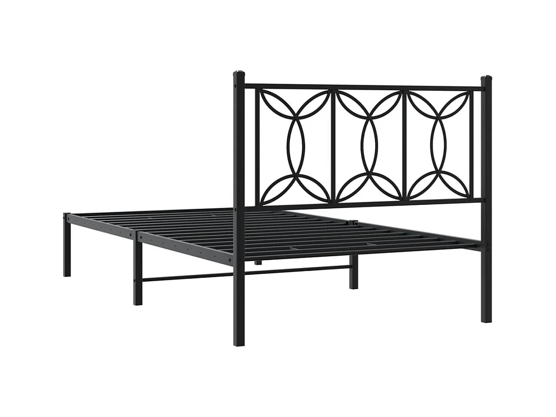 Estrutura de cama com cabeceira 100x200 cm metal preto