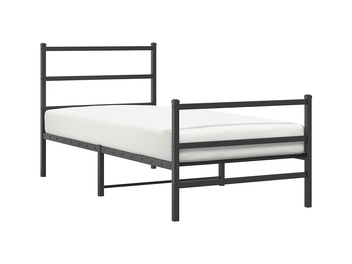 Giroletto con Testiera e Pediera Metallo Nero 90x190 cm