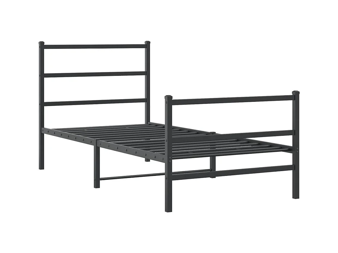 Giroletto con Testiera e Pediera Metallo Nero 90x190 cm