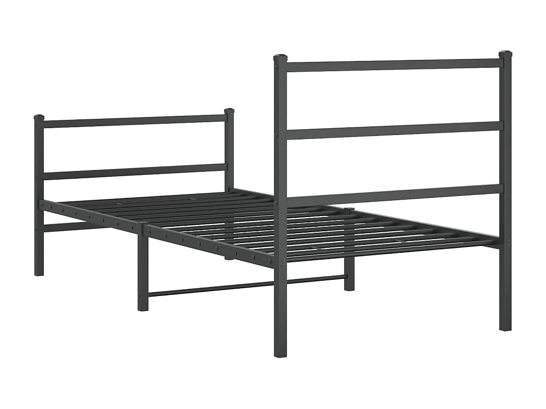 Giroletto con Testiera e Pediera Metallo Nero 90x190 cm