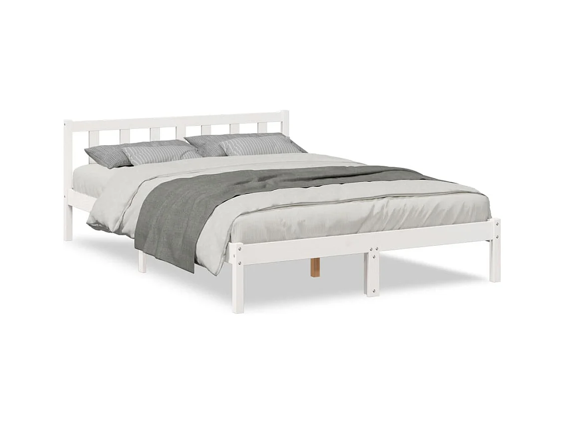 Massivholzbett Extra Lang ohne Matratze Weiß 160x220 Kieferholz