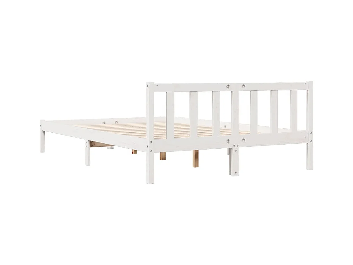 Massivholzbett Extra Lang ohne Matratze Weiß 160x220 Kieferholz