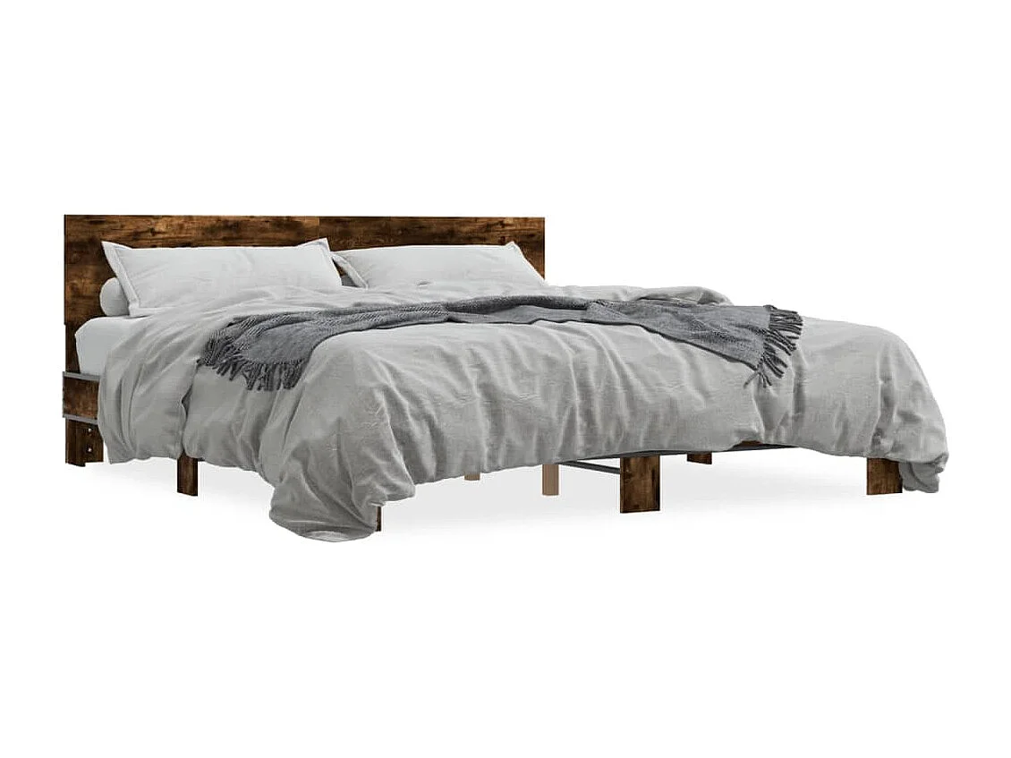 Cadre de lit sans matelas chêne fumé 200x200 cm