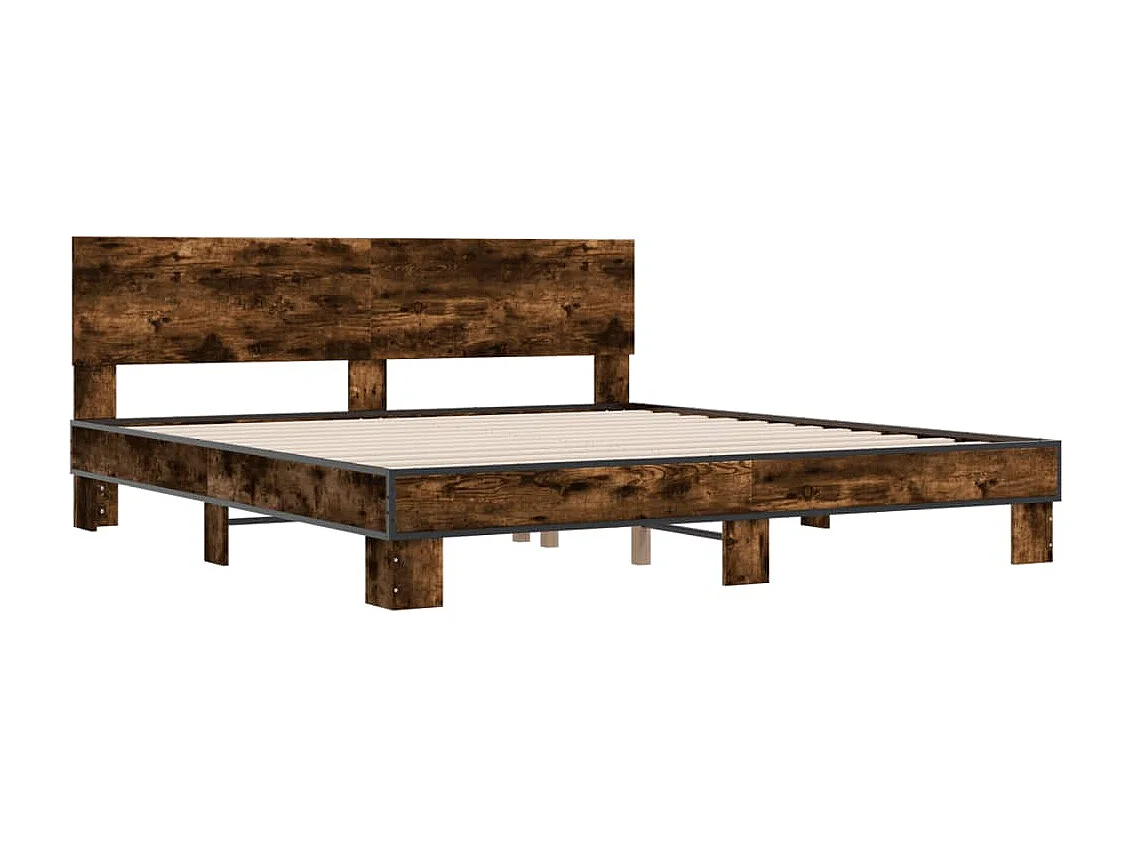 Cadre de lit sans matelas chêne fumé 200x200 cm