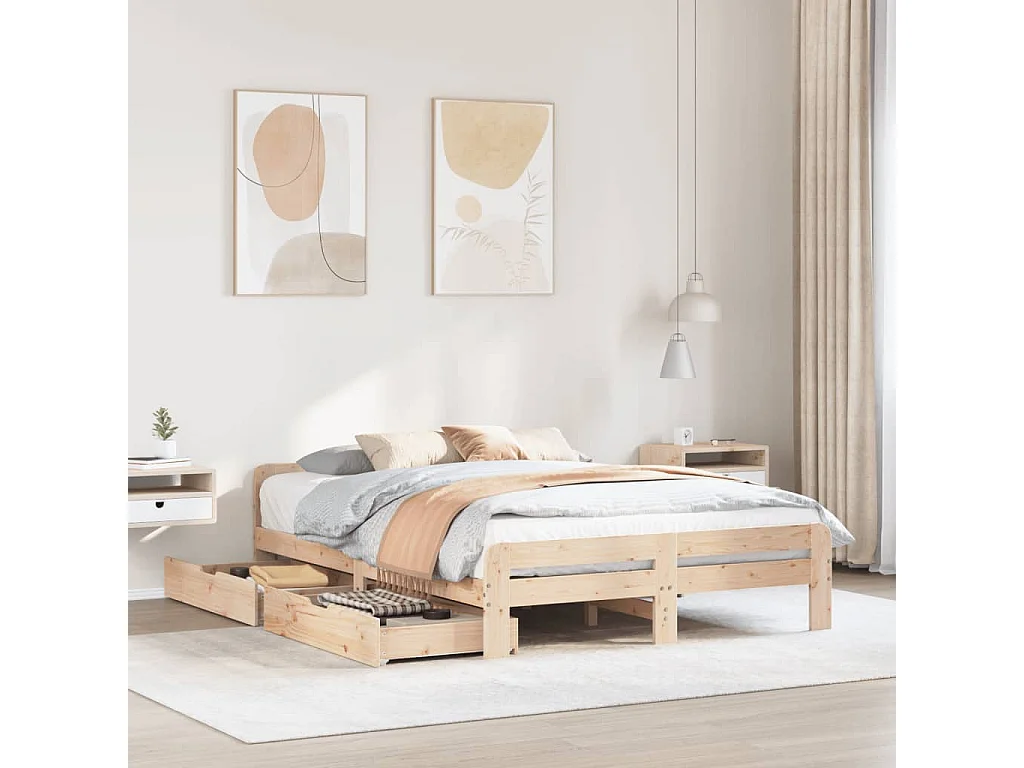 Cadre de lit sans matelas 140x200 cm bois massif de pin