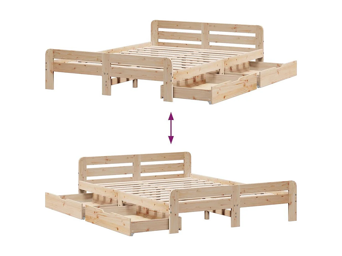 Cadre de lit sans matelas 140x200 cm bois massif de pin