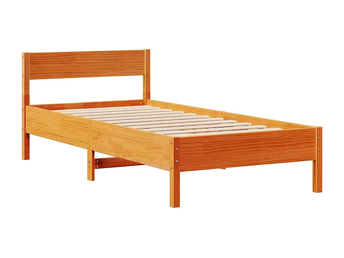 Cadre de lit sans matelas cire marron 90x200 cm bois pin massif