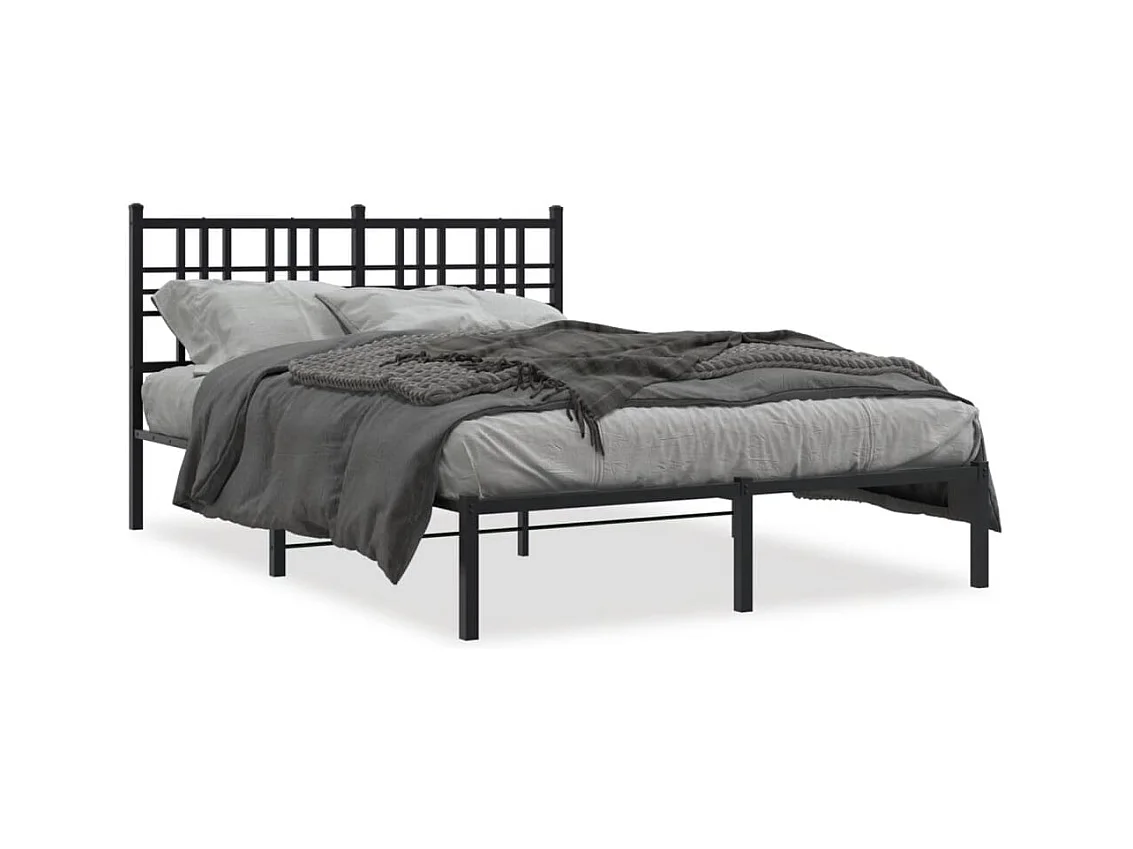 Cadre de lit métal sans matelas avec tête de lit noir 120x190cm