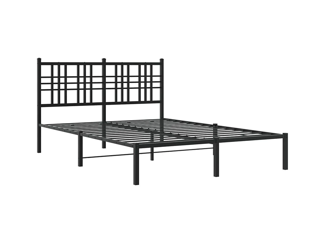 Cadre de lit métal sans matelas avec tête de lit noir 120x190cm