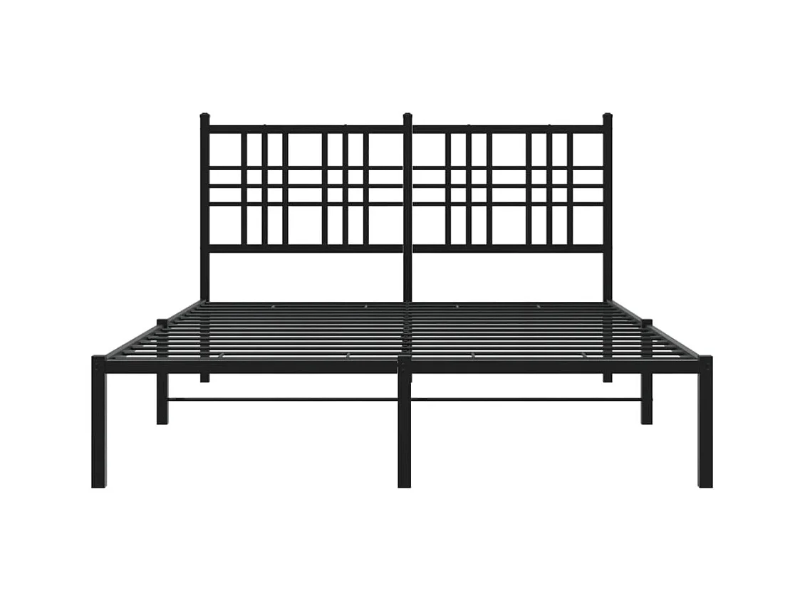 Cadre de lit métal sans matelas avec tête de lit noir 120x190cm