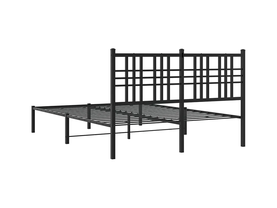 Cadre de lit métal sans matelas avec tête de lit noir 120x190cm