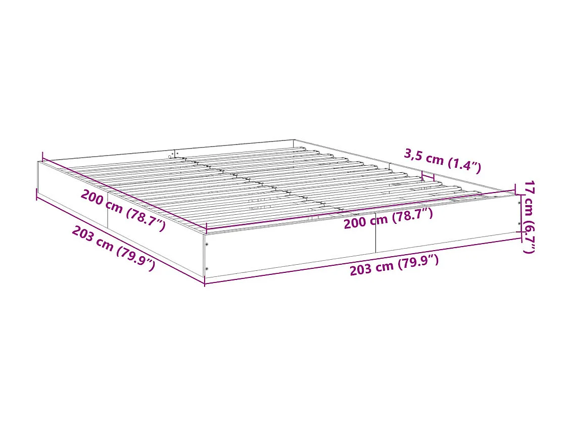Cadre de lit sans matelas chêne sonoma 200x200 cm