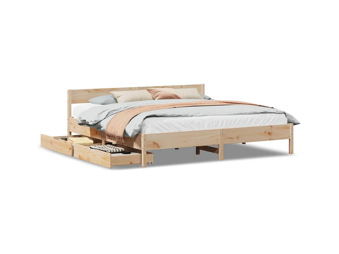 Bedframe zonder matras massief grenenhout 200x200 cm