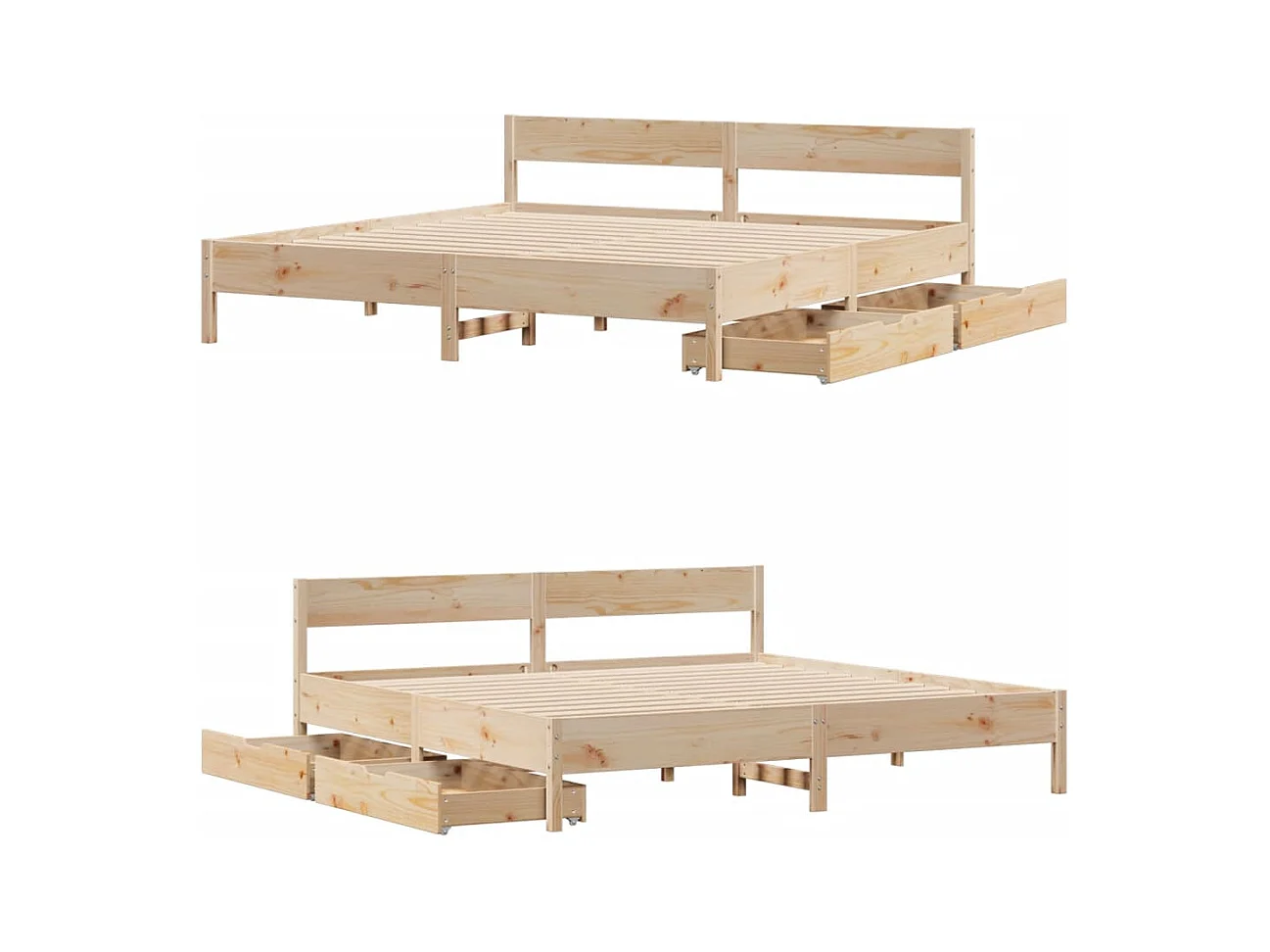 Bedframe zonder matras massief grenenhout 200x200 cm