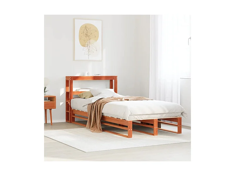 Cadre de lit sans matelas cire marron 100x200cm bois pin massif
