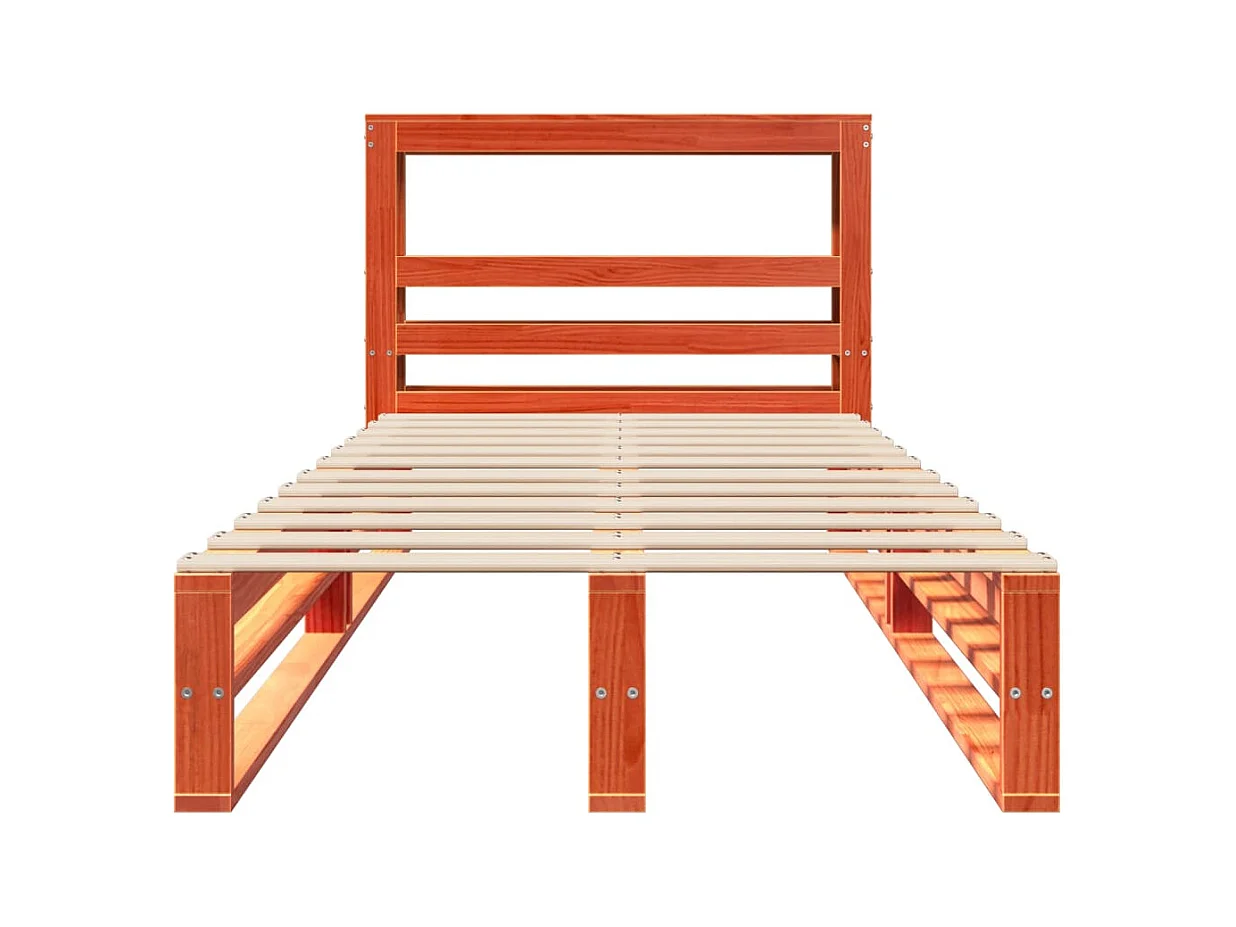 Cadre de lit sans matelas cire marron 100x200cm bois pin massif