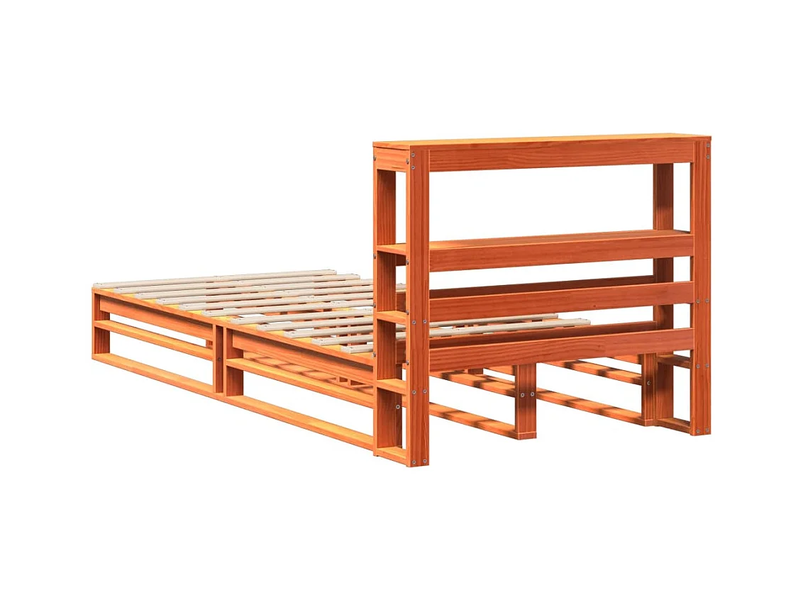 Cadre de lit sans matelas cire marron 100x200cm bois pin massif
