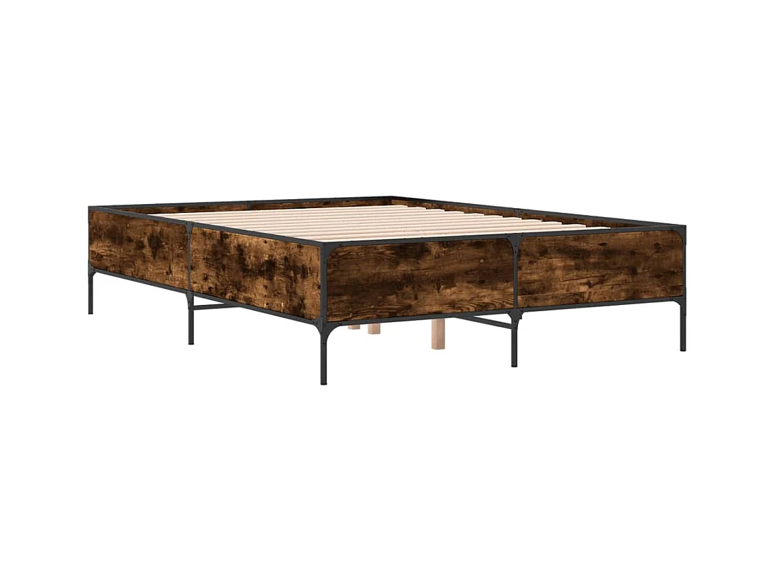 Cadre de lit sans matelas chêne fumé 140x200 cm