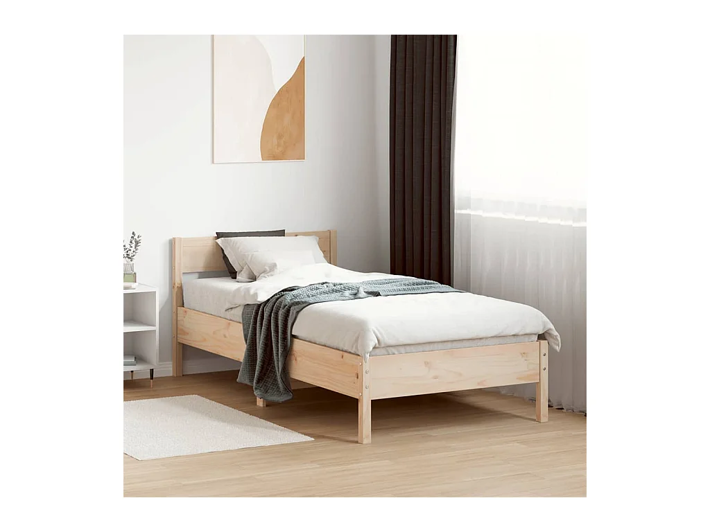 Bedframe zonder matras massief grenenhout 75x190 cm