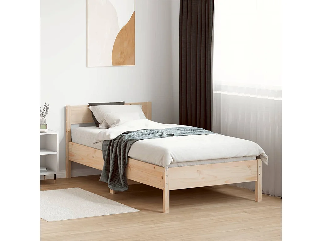 Cadre de lit sans matelas 75x190 cm bois de pin massif