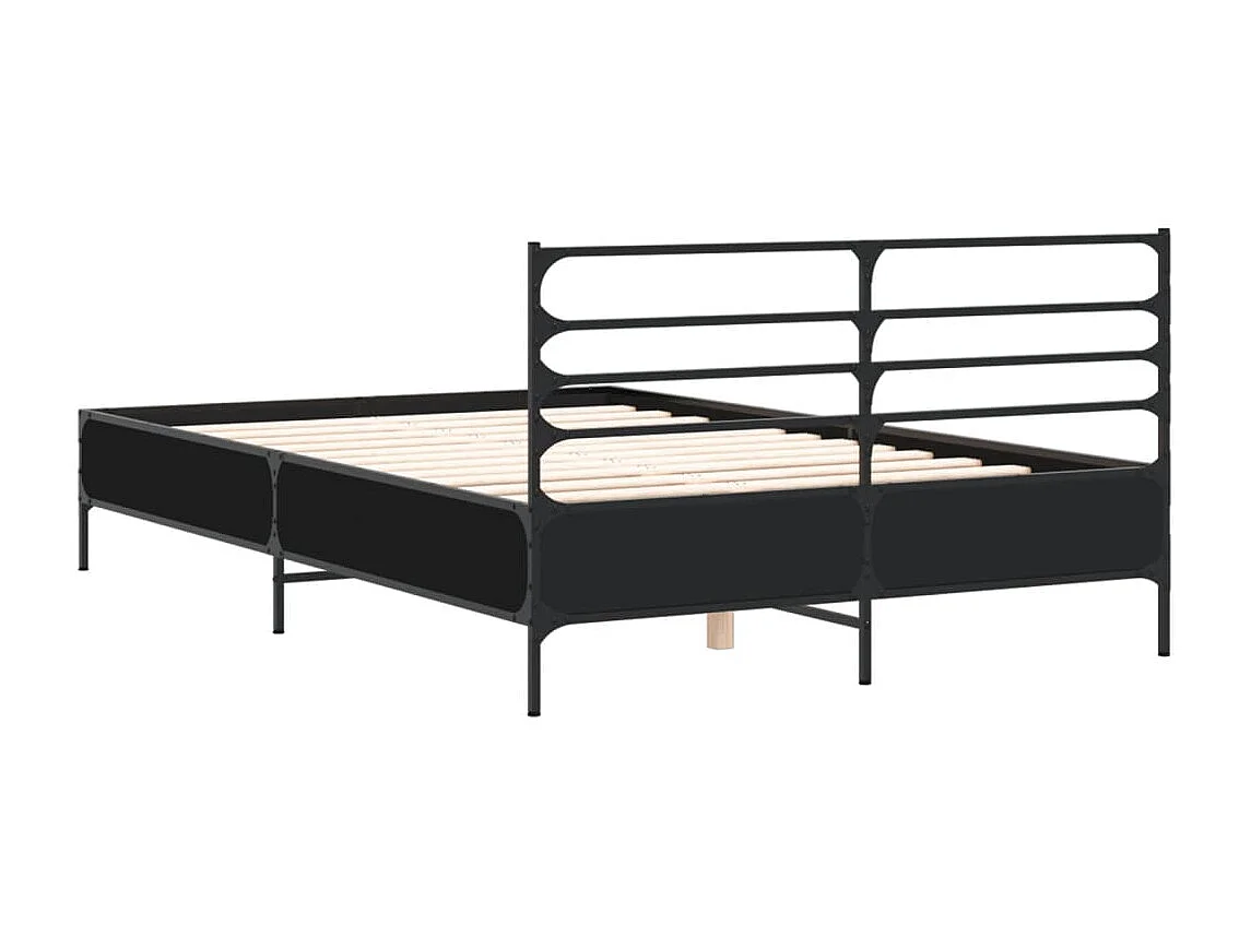 Giroletto Nero 135x190 cm in Legno Multistrato e Metallo