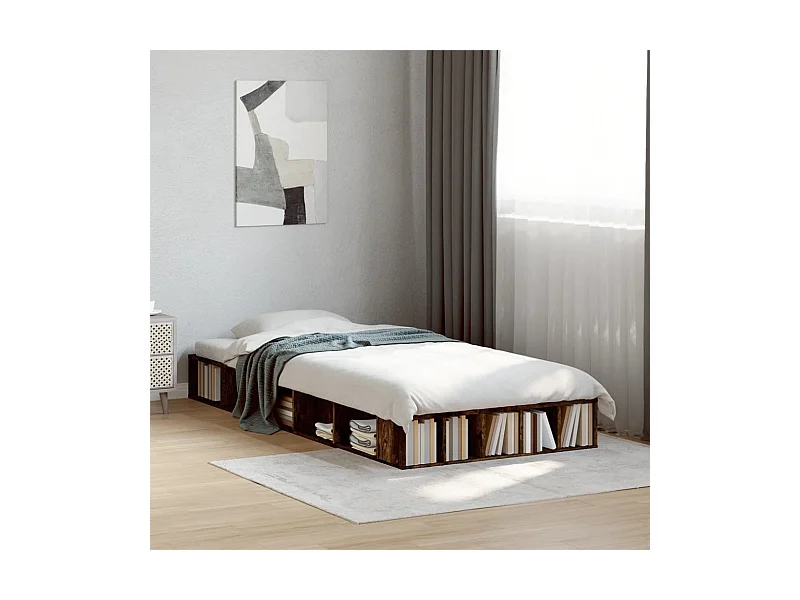 Bedframe bewerkt hout gerookt eikenkleurig 100x200 cm
