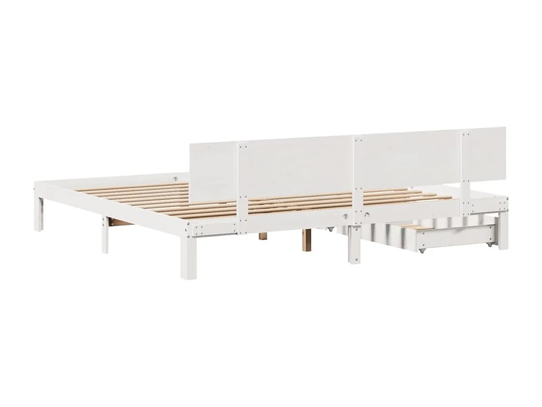 Cadre de lit avec tiroirs sans matelas blanc 180x200 cm