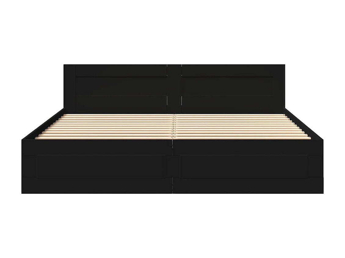 Bettgestell mit Kopfteil ohne Matratze Schwarz 180x200 cm