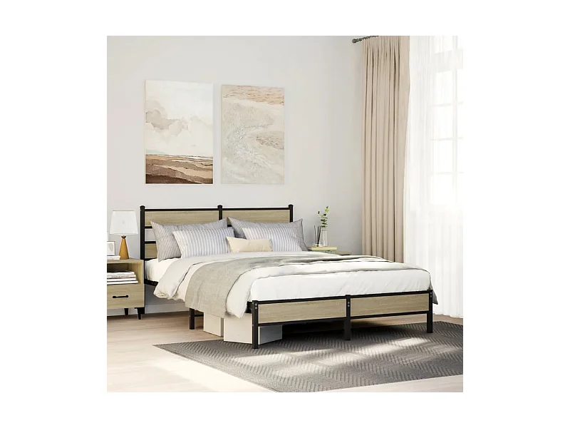 Cadre de lit sans matelas chêne sonoma 140x200 cm