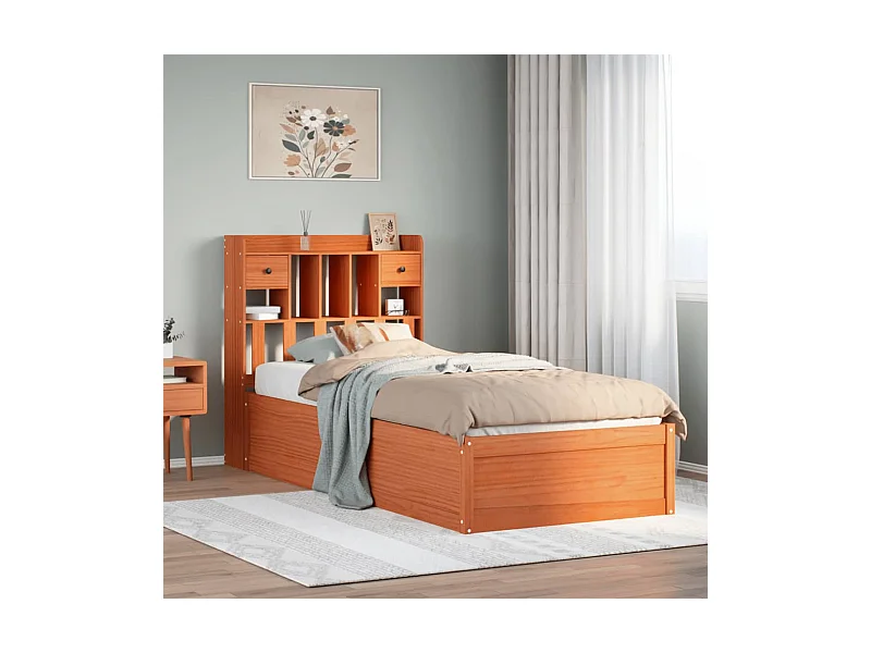 Cadre de lit sans matelas cire marron 75x190 cm bois pin massif