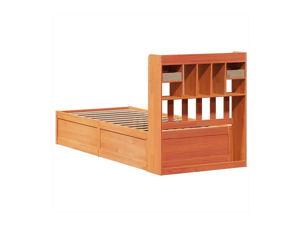 Cadre de lit sans matelas cire marron 75x190 cm bois pin massif