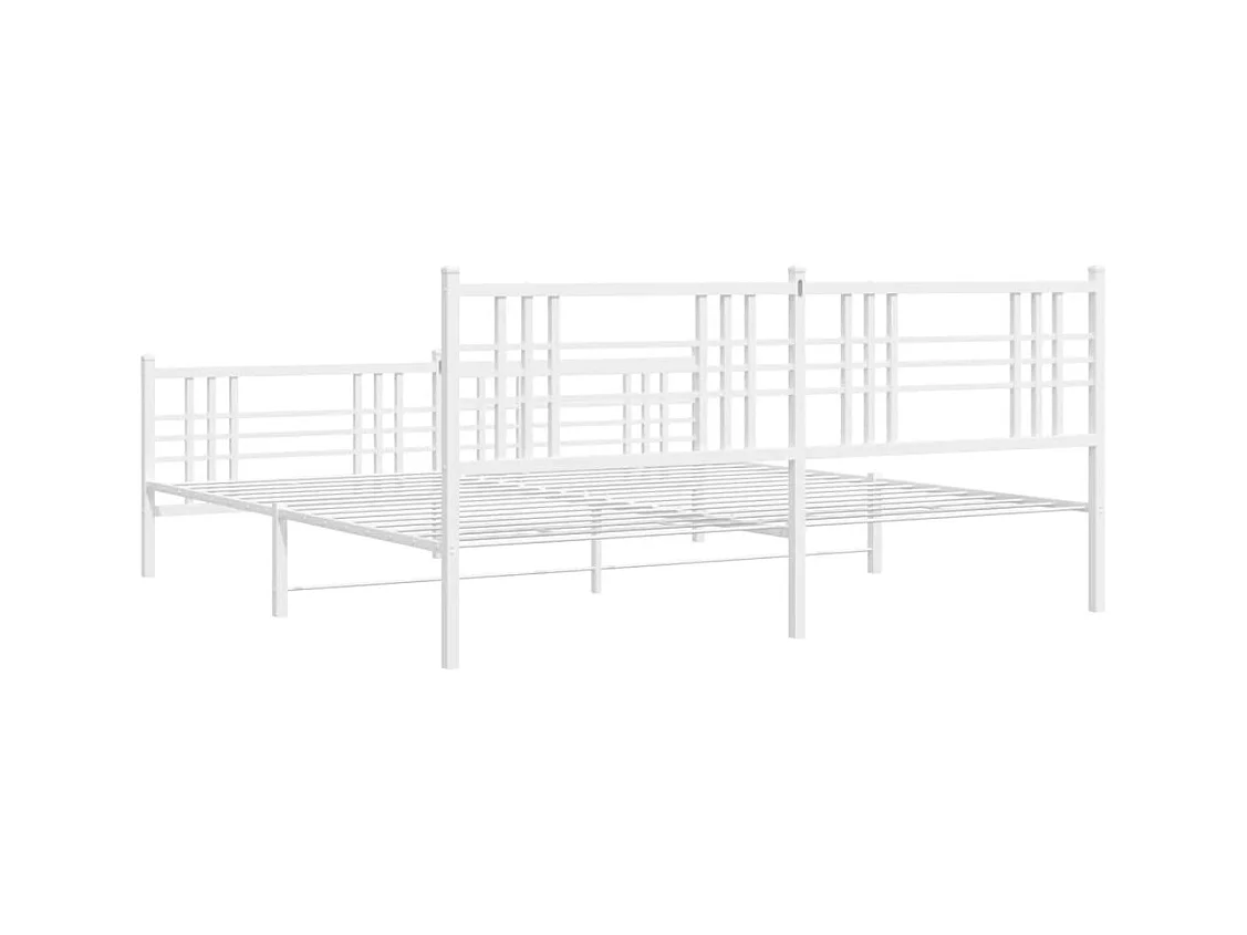 Giroletto con Testiera e Pediera Metallo Bianco 180x200 cm