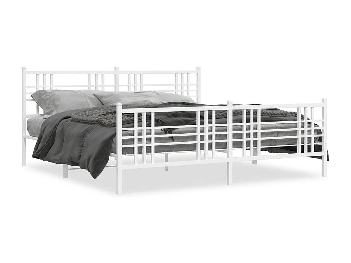 Estrutura de cama com cabeceira e pés 180x200 cm metal branco