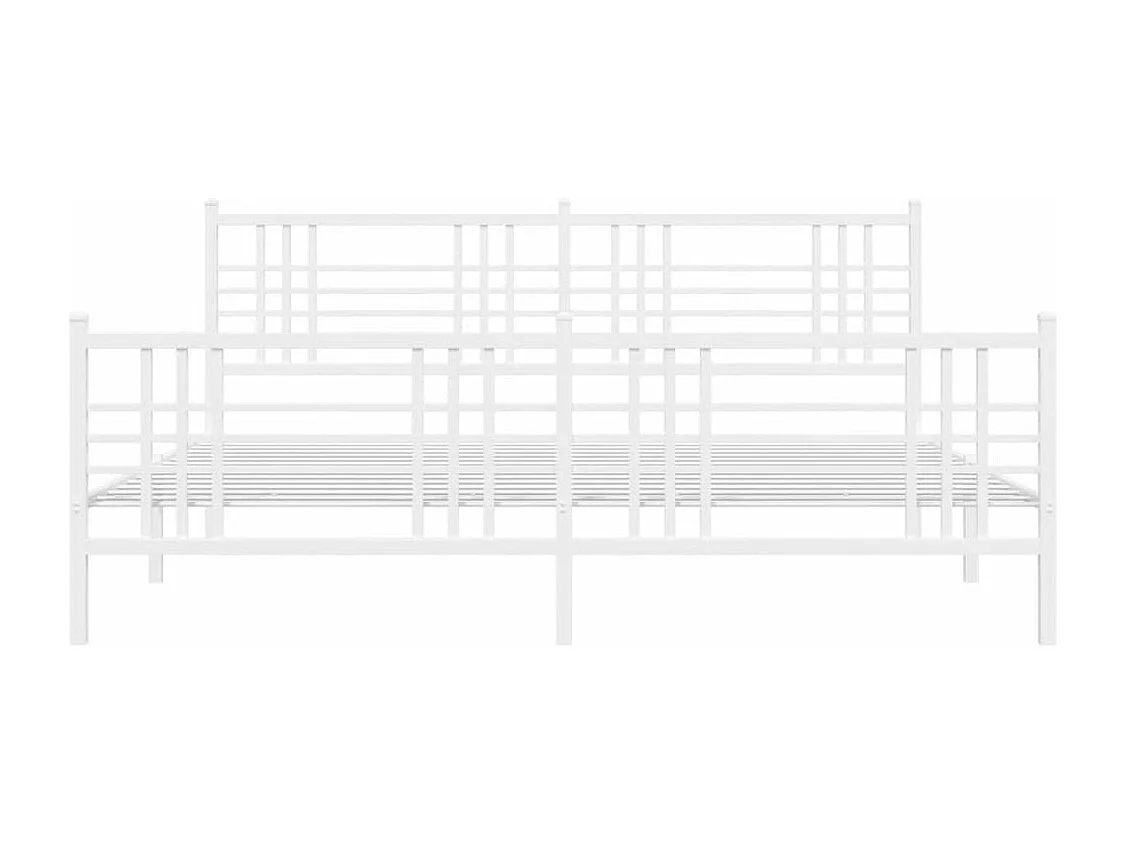 Estrutura de cama com cabeceira e pés 180x200 cm metal branco