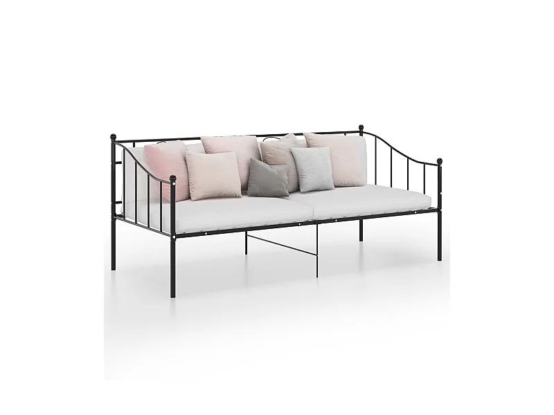 Divano Letto Telaio Nero in Metallo 90x200 cm