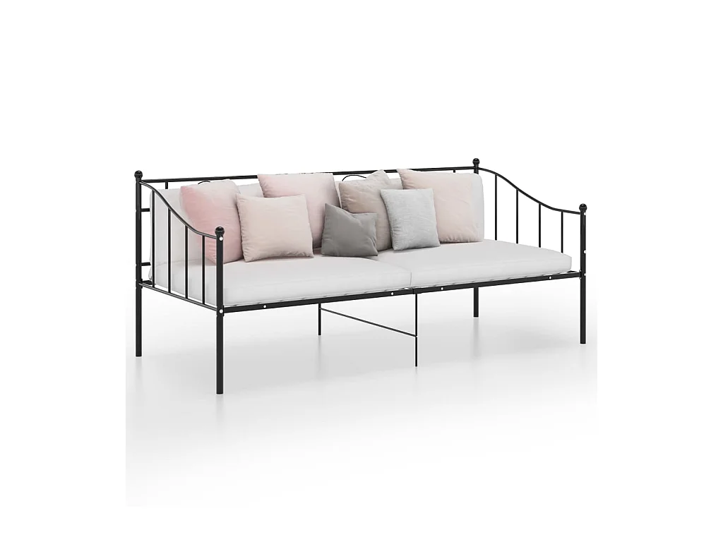 Schlafsofa Bettgestell Schwarz Metall 90x200 cm