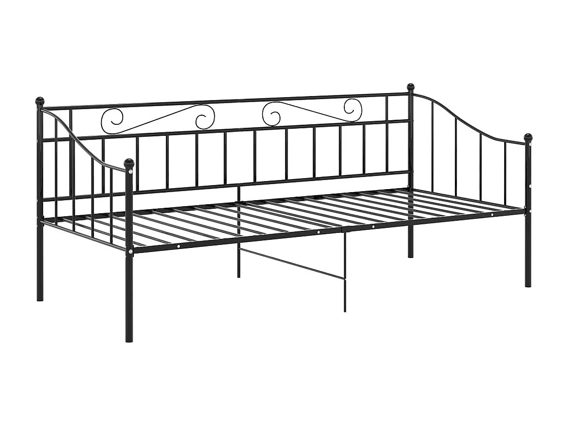 Estructura de sofá cama sin colchón metal negro 90x200 cm