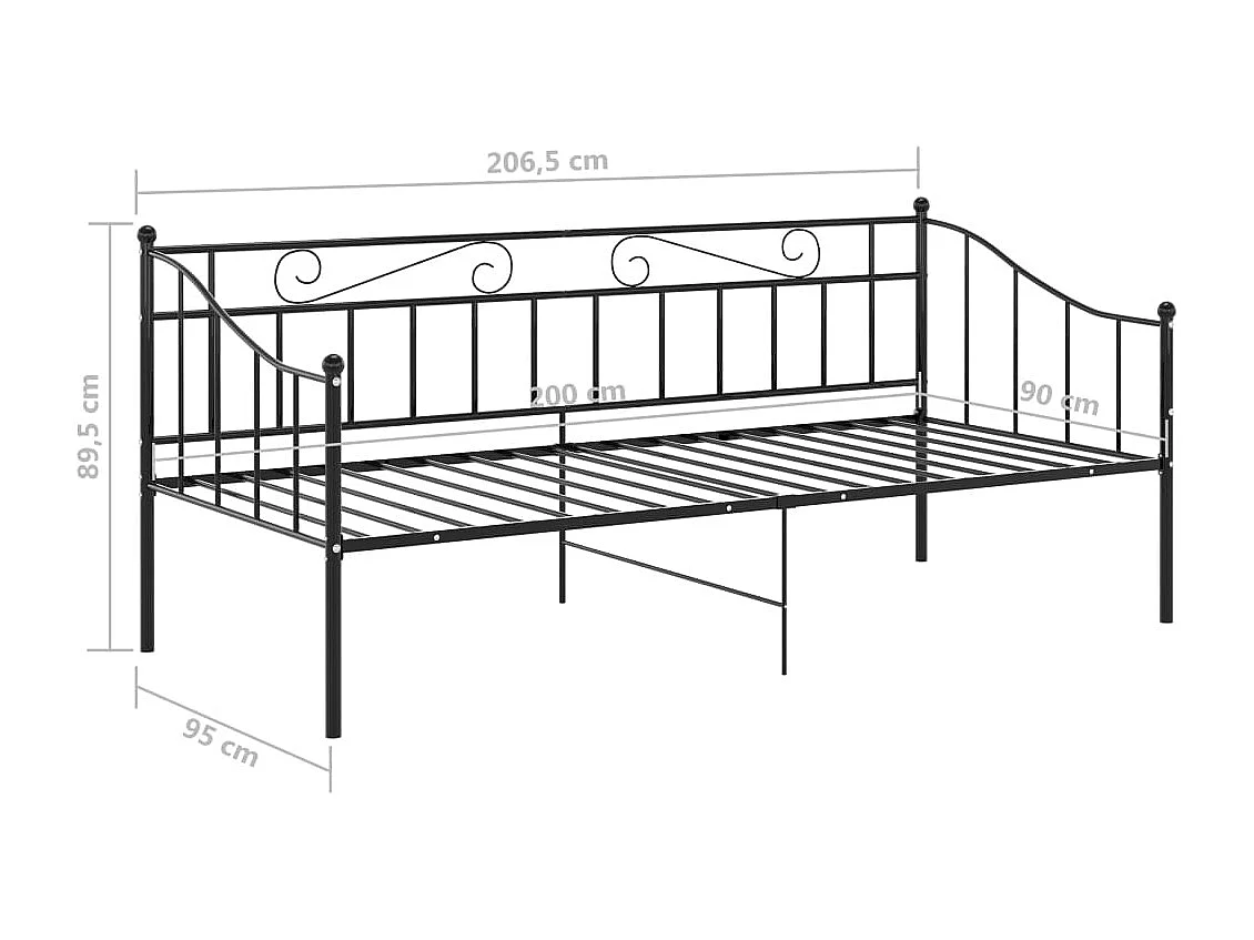 Estructura de sofá cama sin colchón metal negro 90x200 cm