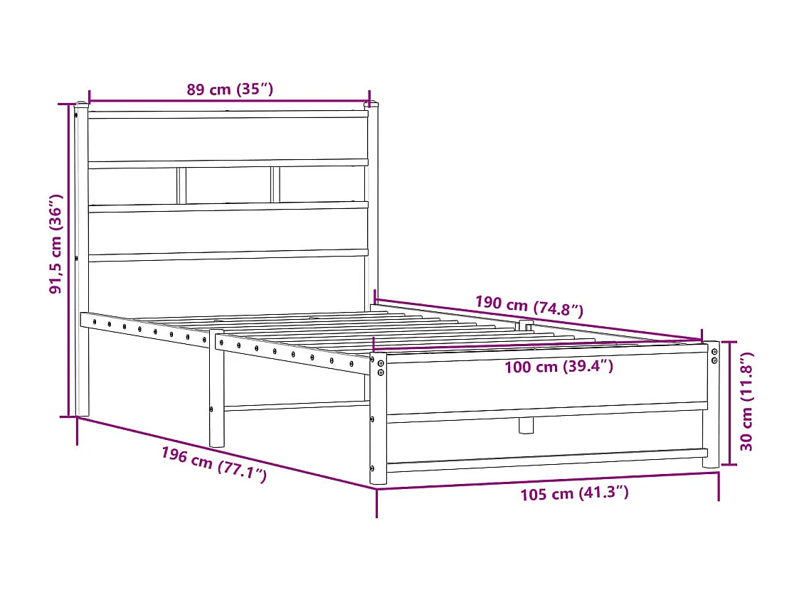 Estructura de sofá cama sin colchón metal negro 90x200 cm