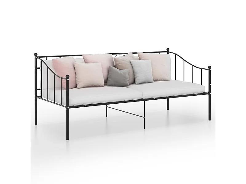 Estructura de sofá cama sin colchón metal negro 90x200 cm