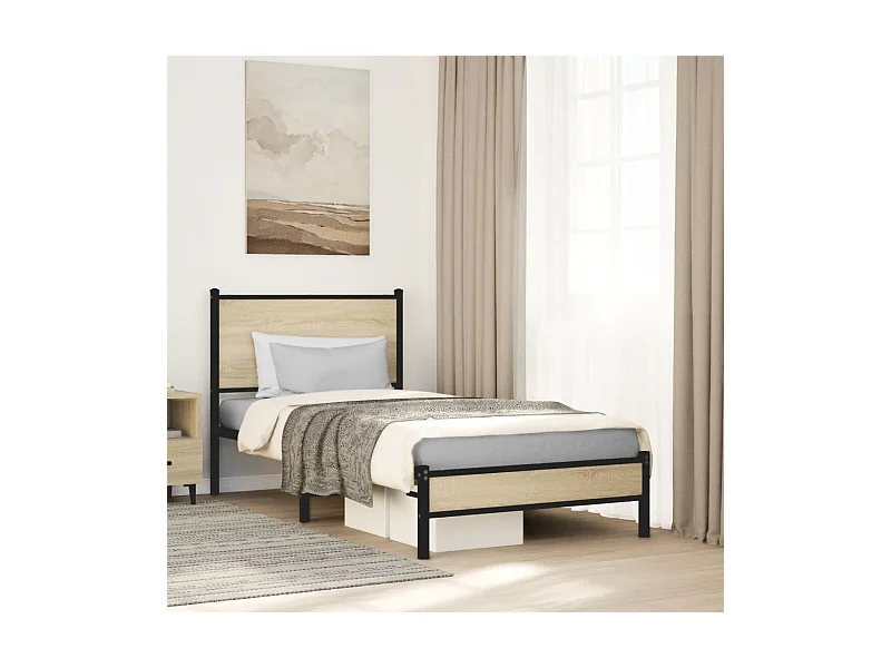 Cadre de lit en métal sans matelas chêne sonoma 80x200 cm