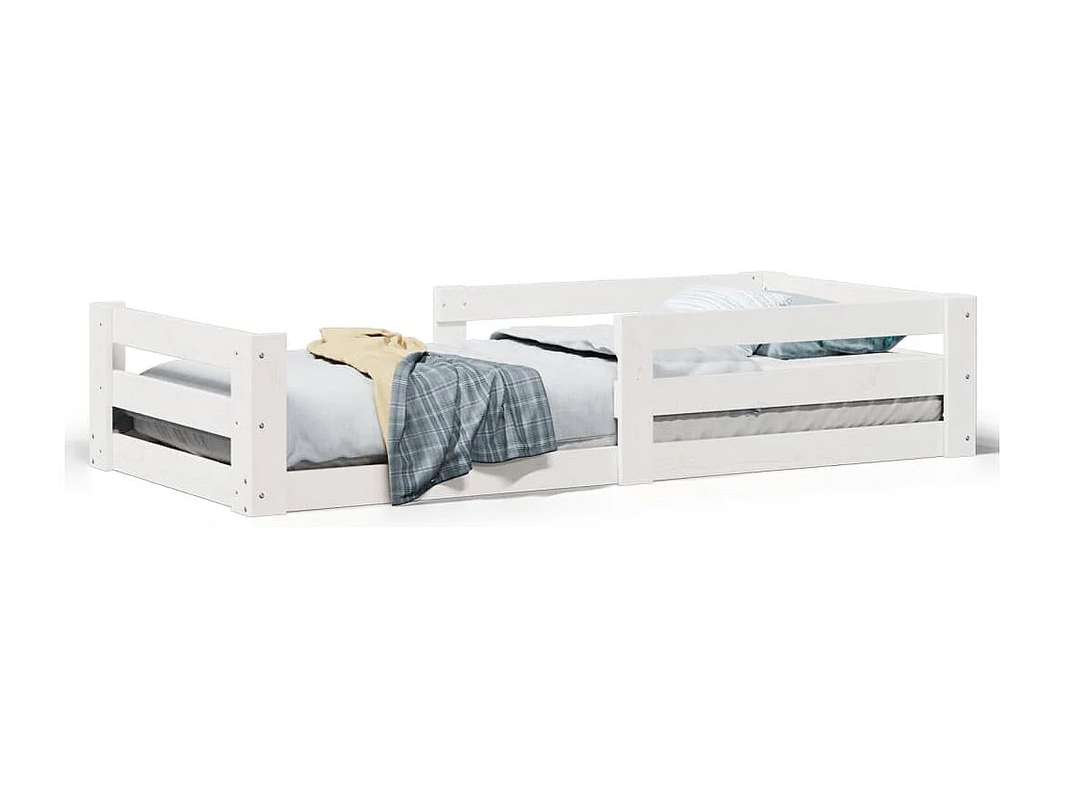 Bedframe zonder matras massief grenenhout wit 90x200 cm