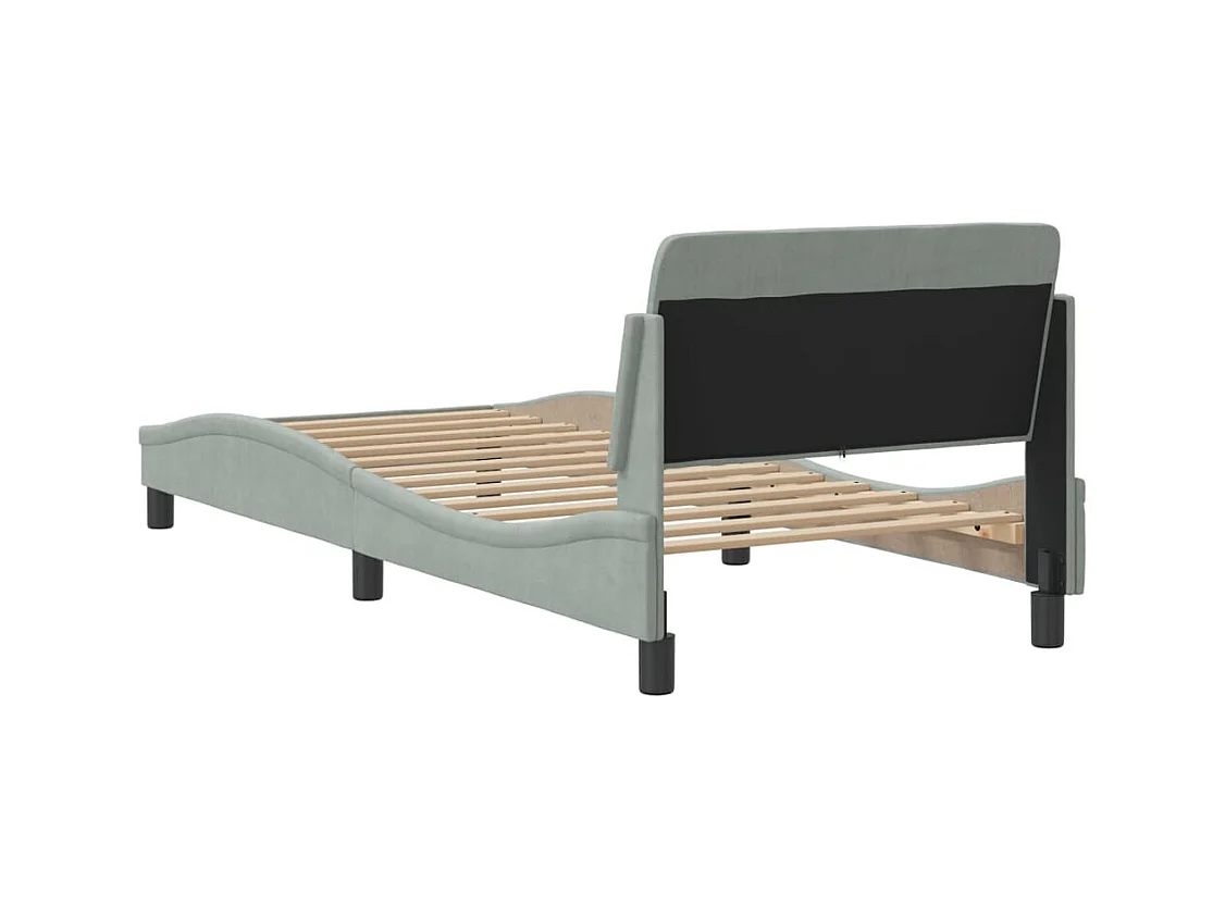 Cadre de lit sans matelas gris clair 90x200 cm velours